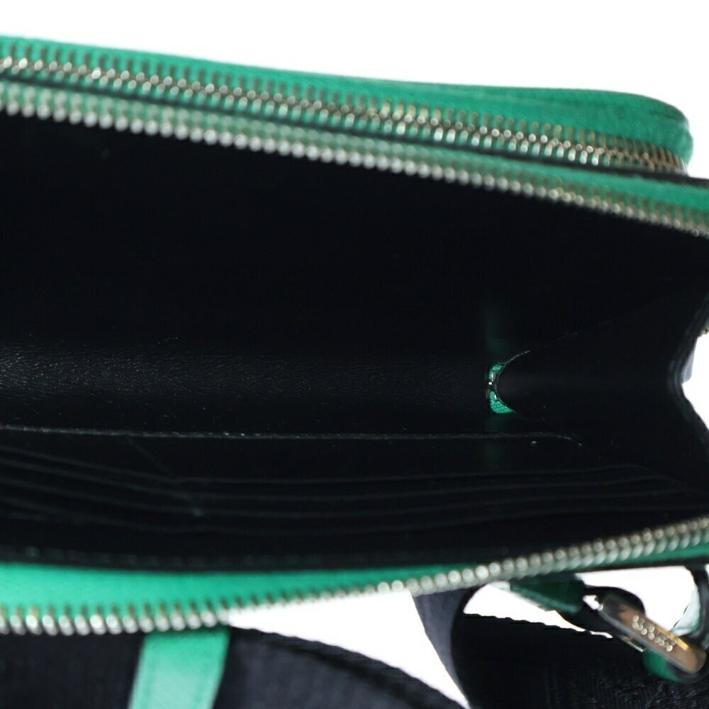 Prada Leather Plate Logo Bag Belt Triangle Green Saffiano Shoulder - Picture 4 of 6